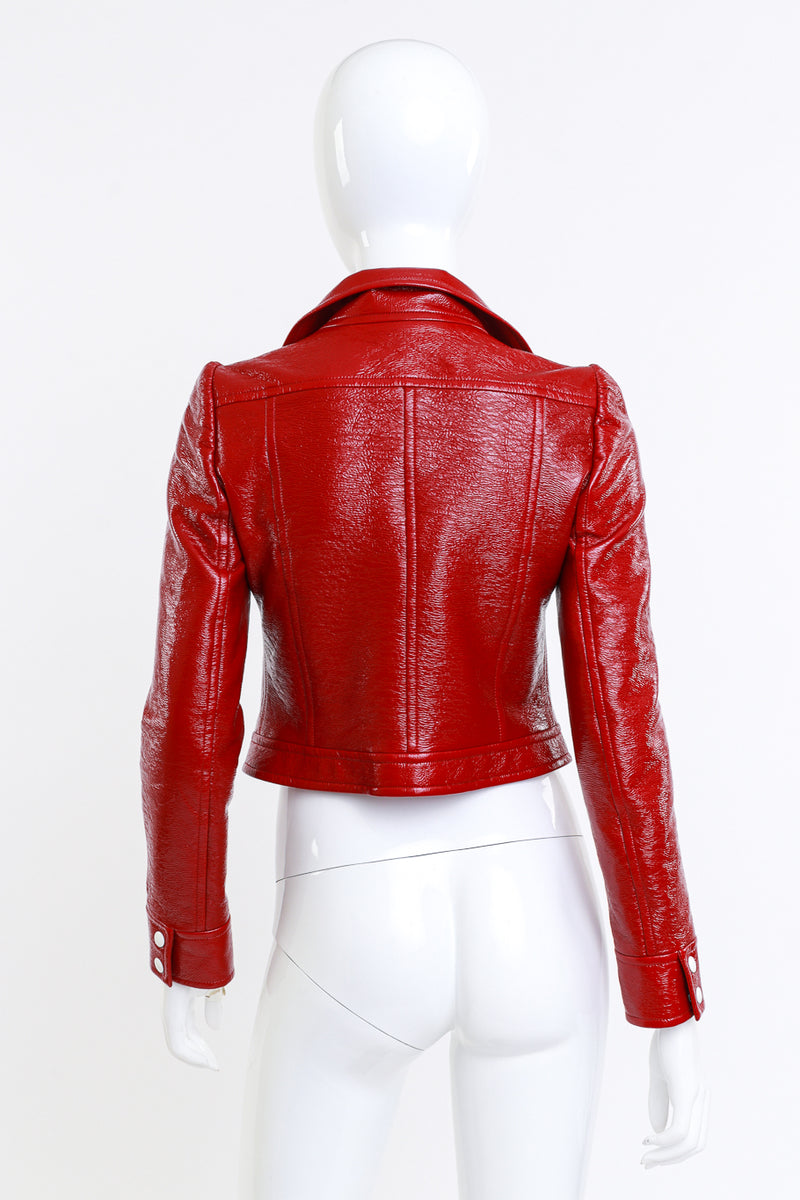 Courregès Berry Red Patent Leather Moto Jacket back @RECESS LA