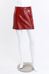 Courregès Oxblood Patent Leather Moto Mini Skirt @RECESS LA