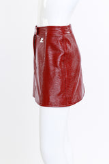 Courregès Oxblood Patent Leather Moto Mini Skirt side @RECESS LA