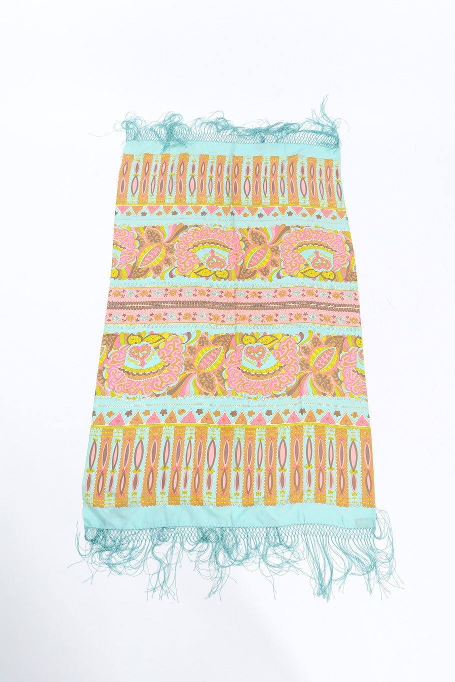 Creazione Serica Lariana bright floral fringe shawl flat-lay product shot @recessla