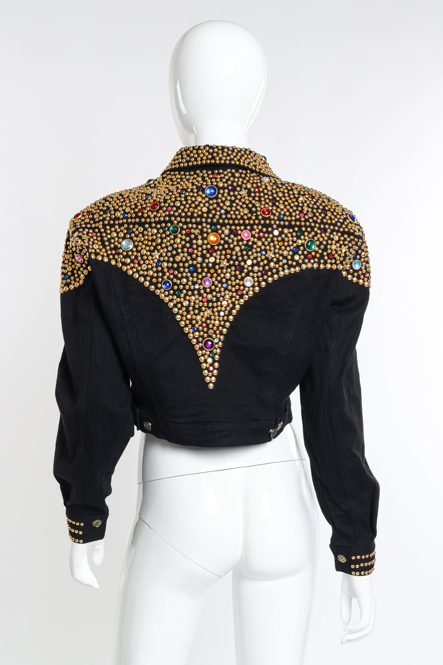 Vintage Cross Walk LA Studded Denim Jacket back on mannequin @recess la