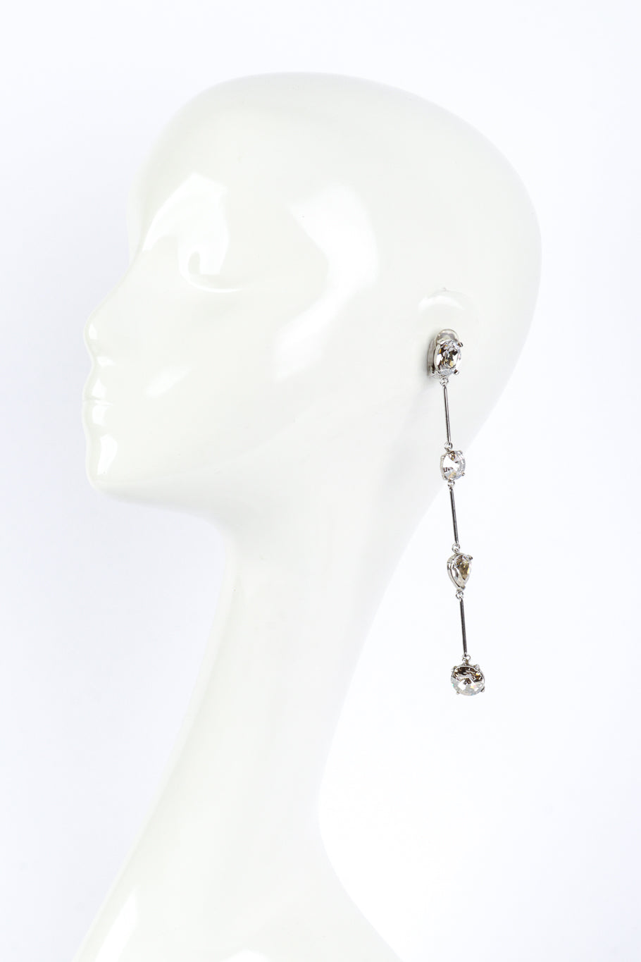 Vintage Oscar de la Renta Crystal Shoulder Duster Bar Link Earrings worn @RECESS LA