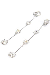 Vintage Oscar de la Renta Crystal Shoulder Duster Bar Link Earrings flat @RECESS LA