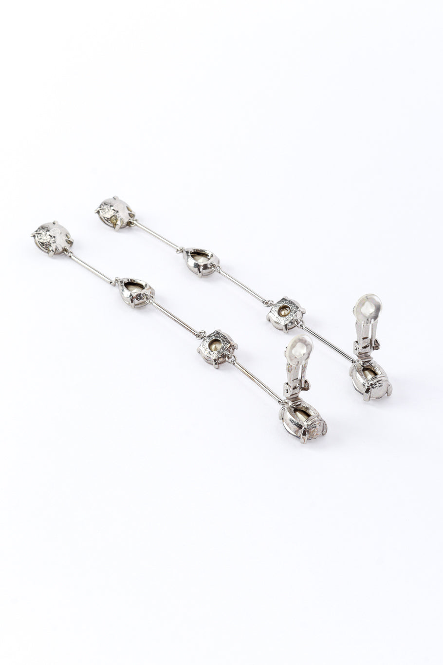 Vintage Oscar de la Renta Crystal Shoulder Duster Bar Link Earrings clips @RECESS LA