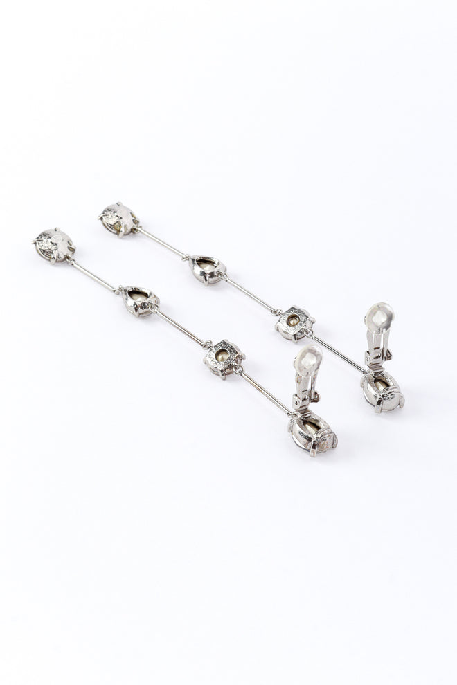 Vintage Oscar de la Renta Crystal Shoulder Duster Bar Link Earrings clips @RECESS LA