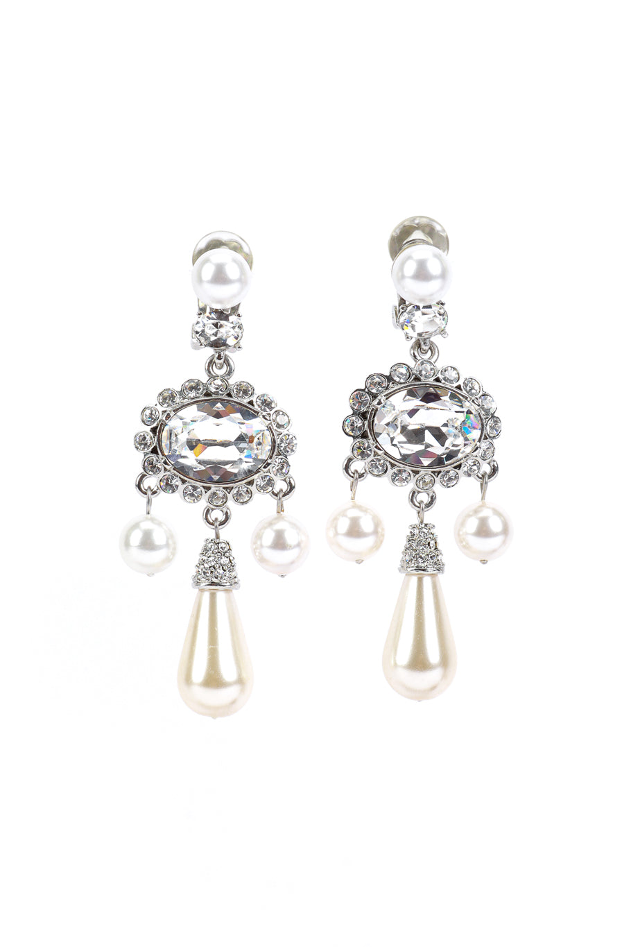 Vintage Oscar de la Renta Crystal & Pearl Drop Earrings @RECESS LA