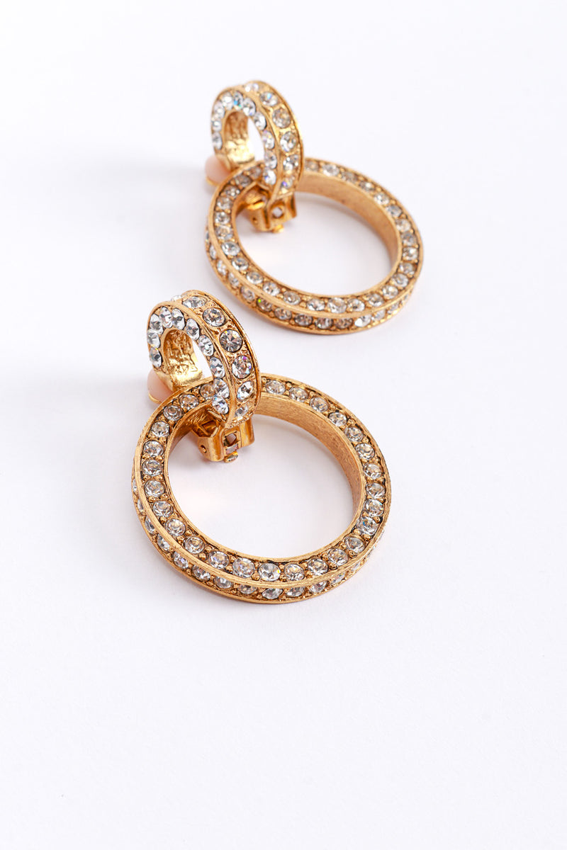 Vintage Oscar de la Renta Double Hoop Rhinestone Earrings detail @RECESS LA