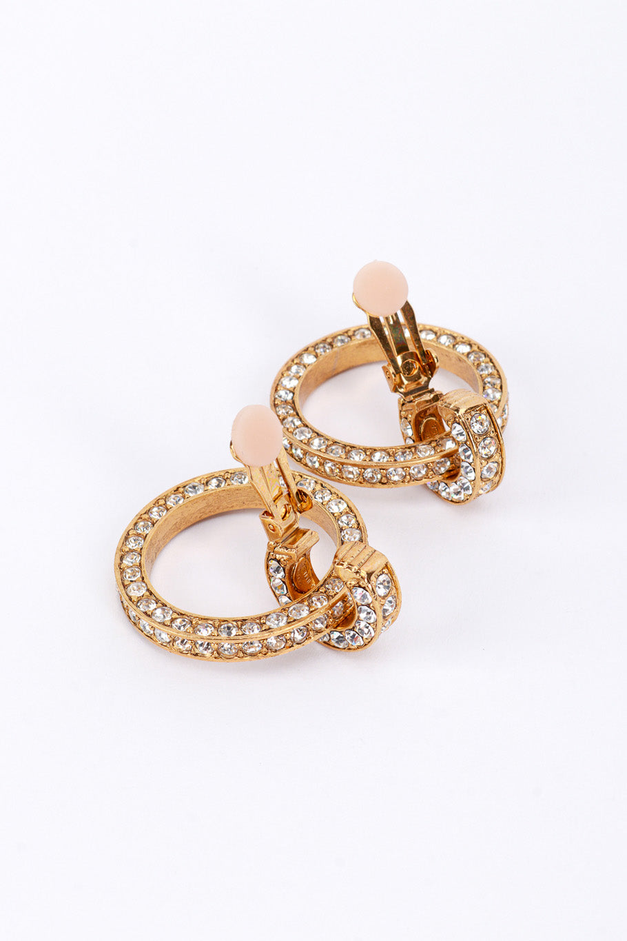 Vintage Oscar de la Renta Double Hoop Rhinestone Earrings clip @RECESS LA