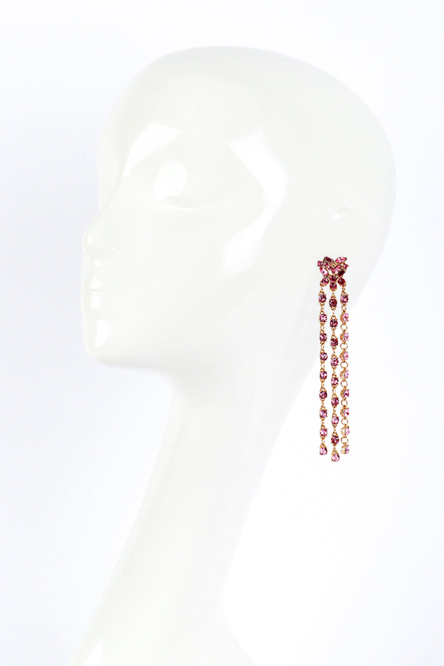 Vintage Oscar de la Renta Rhinestone Cluster Fringe Earrings on mannequin @recess la