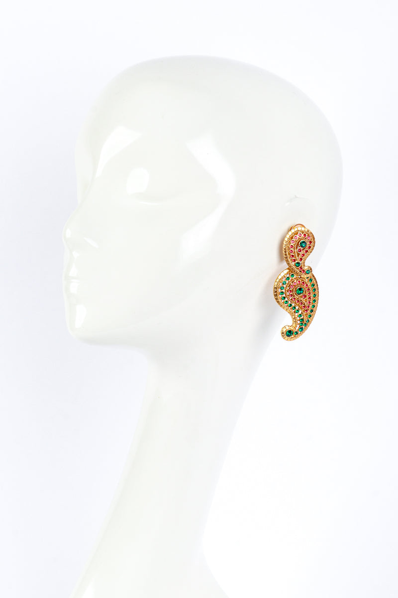 Vintage Oscar de la Renta Bejewelled Boteh Drop Earrings worn @RECESS LA