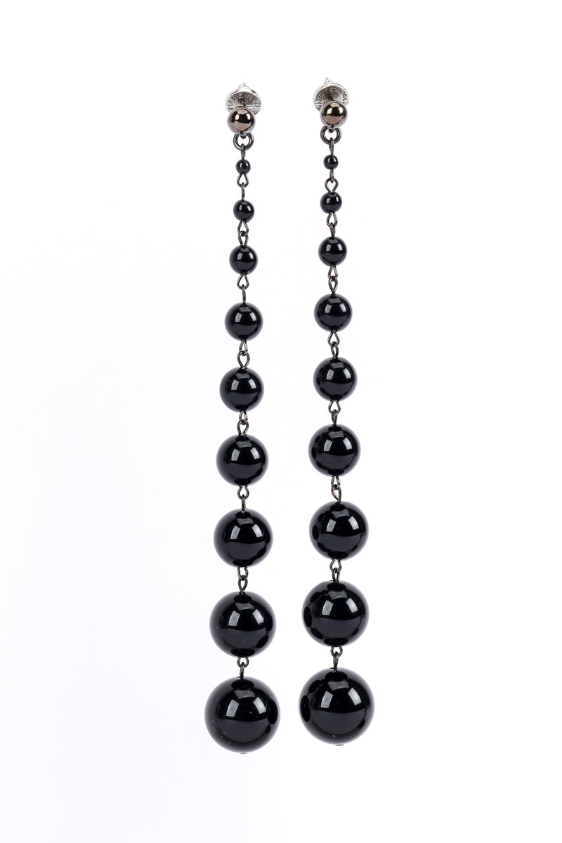 Vintage Oscar de la Renta Black Mod Bead Drop Shoulder Duster Earrings @RECESS LA