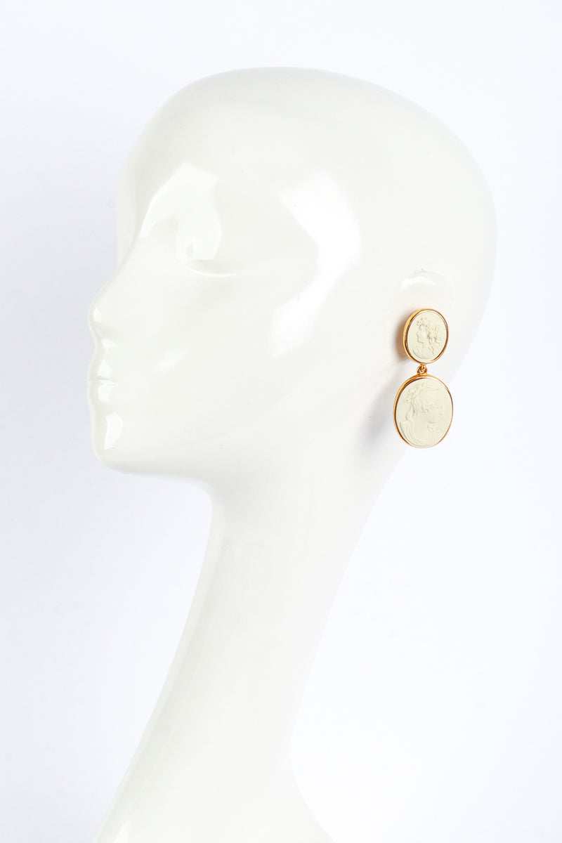 Vintage Oscar de la Renta Classic Cameo Earrings worn @RECESS LA