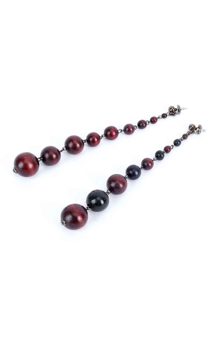 Vintage Oscar de la Renta Matte Mod Berry Bead Drop Shoulder Duster Earrings flat @RECESS LA