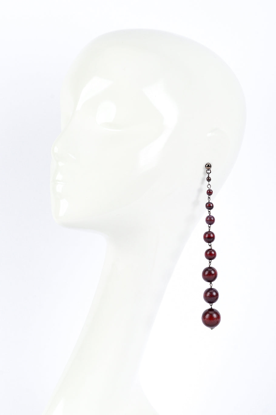 Vintage Oscar de la Renta Matte Mod Berry Bead Drop Shoulder Duster Earrings on mannequin @RECESS LA