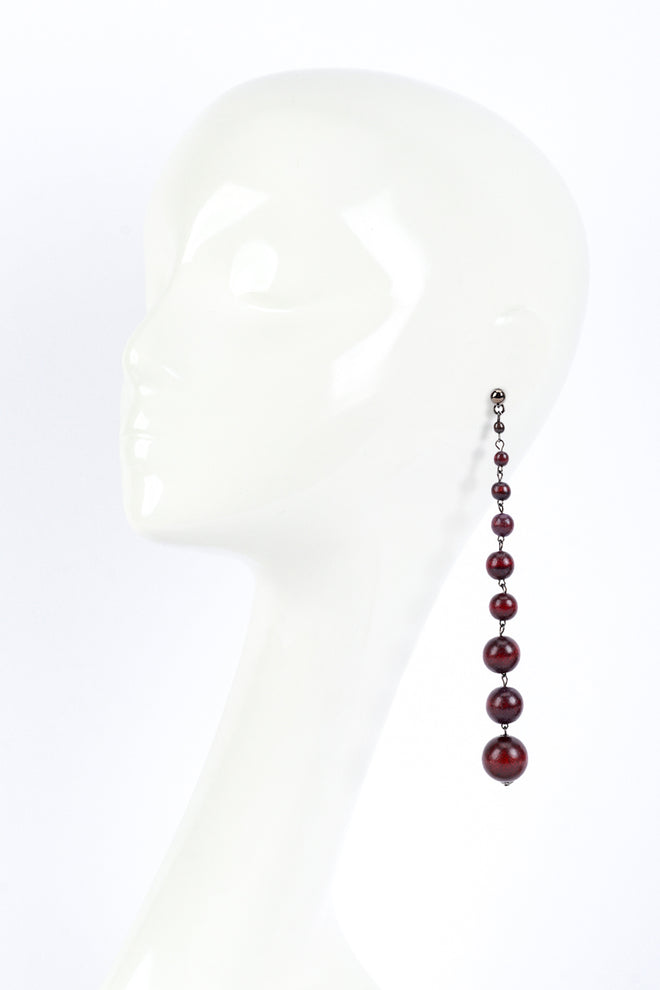 Vintage Oscar de la Renta Matte Mod Berry Bead Drop Shoulder Duster Earrings on mannequin @RECESS LA