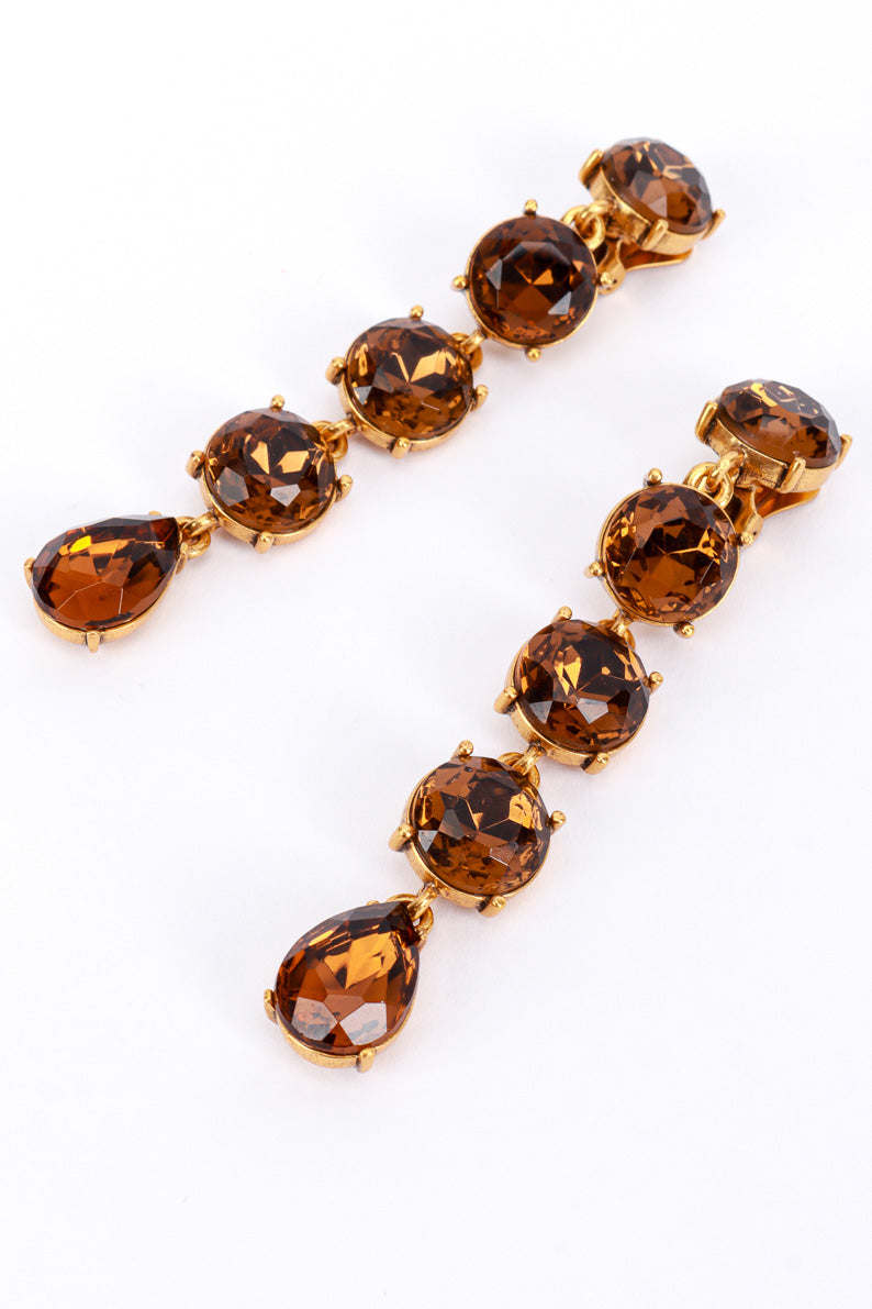 Vintage Oscar de la Renta Amber Crystal Drop Earrings detail @RECESS LA