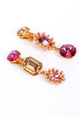 Vintage Oscar de la Renta Mismatched Crystal Drop Earrings detail @RECESS LA