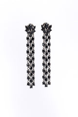 Vintage Oscar de la Renta Black Marquise Rhinestone Fringe Earrings @RECESS LA