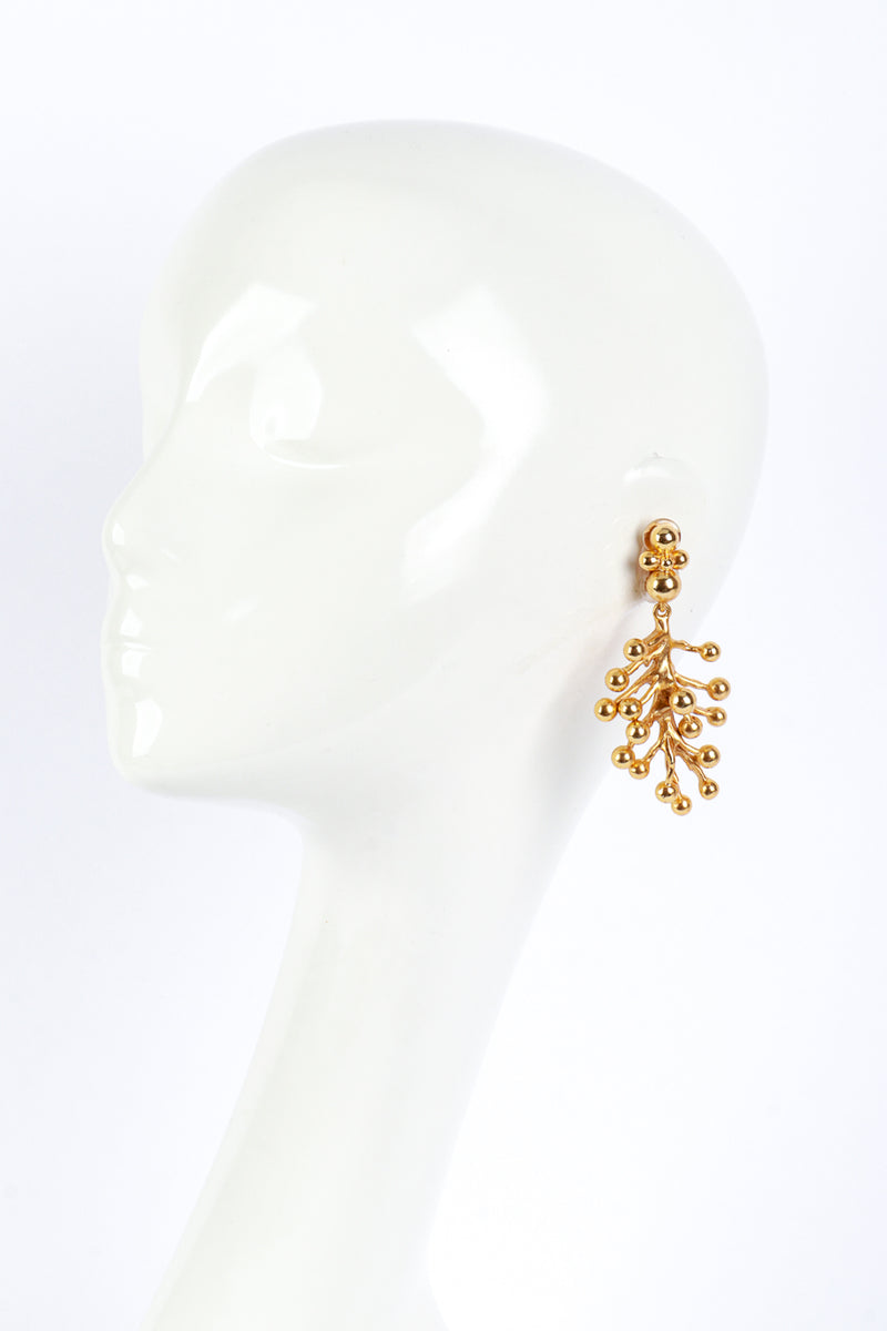 Vintage Oscar de la Renta Golden Mimosa Flower Drop Earrings worn @RECESS LA