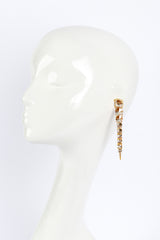 Vintage Oscar de la Renta Peach Crystal Spike Drop Earrings  worn @RECESS LA