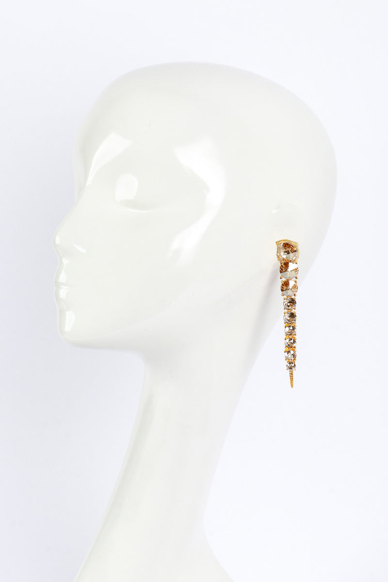 Vintage Oscar de la Renta Peach Crystal Spike Drop Earrings  worn @RECESS LA