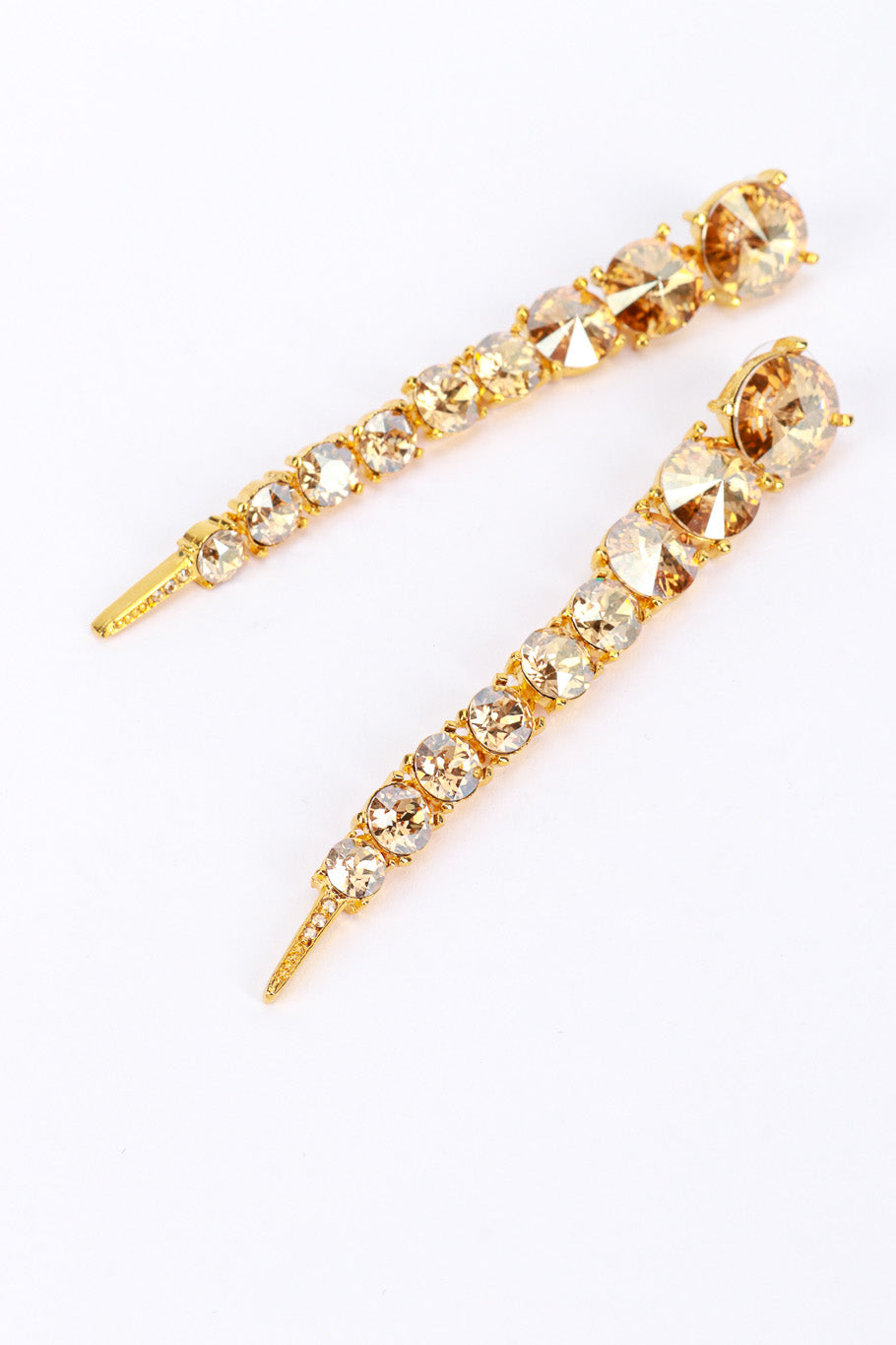 Vintage Oscar de la Renta Peach Crystal Spike Drop Earrings  detail @RECESS LA