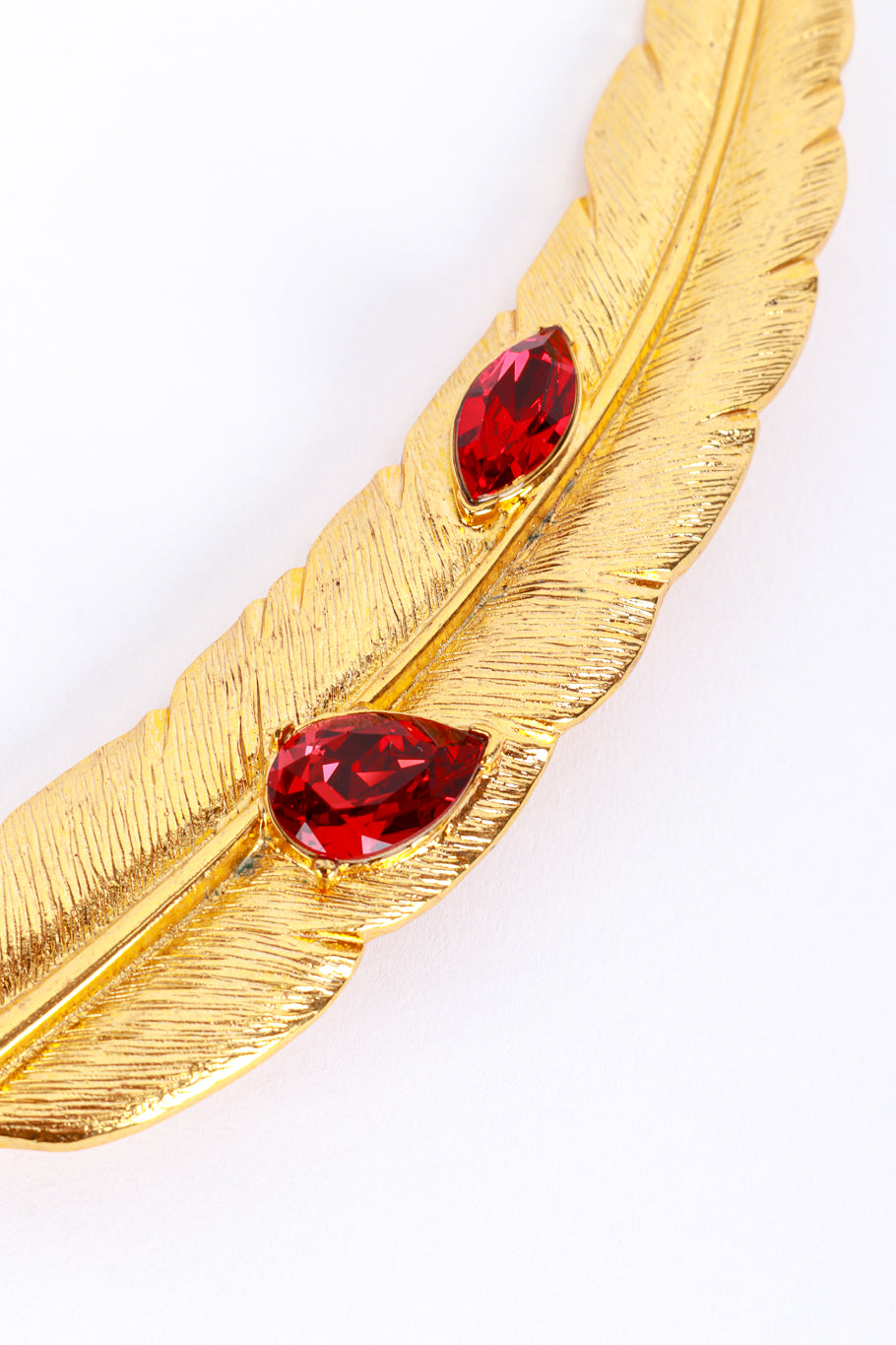 Vintage Oscar de la Renta Crystal Feather Brooch detail @recess la