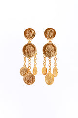 Vintage Oscar de la Renta Roman Coin Dangle Earrings front @recess la