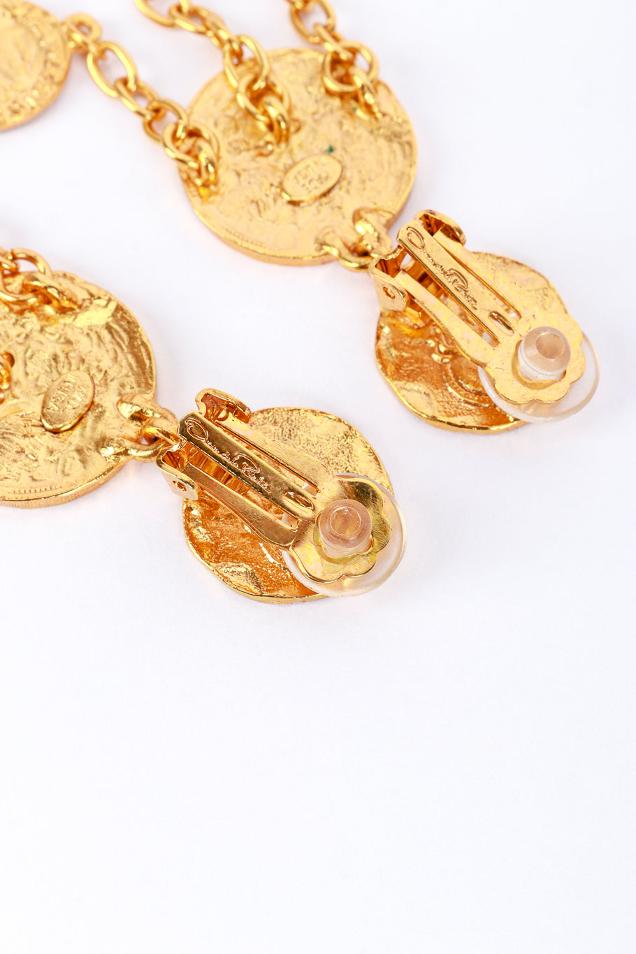 Vintage Oscar de la Renta Roman Coin Dangle Earrings signature @recess la