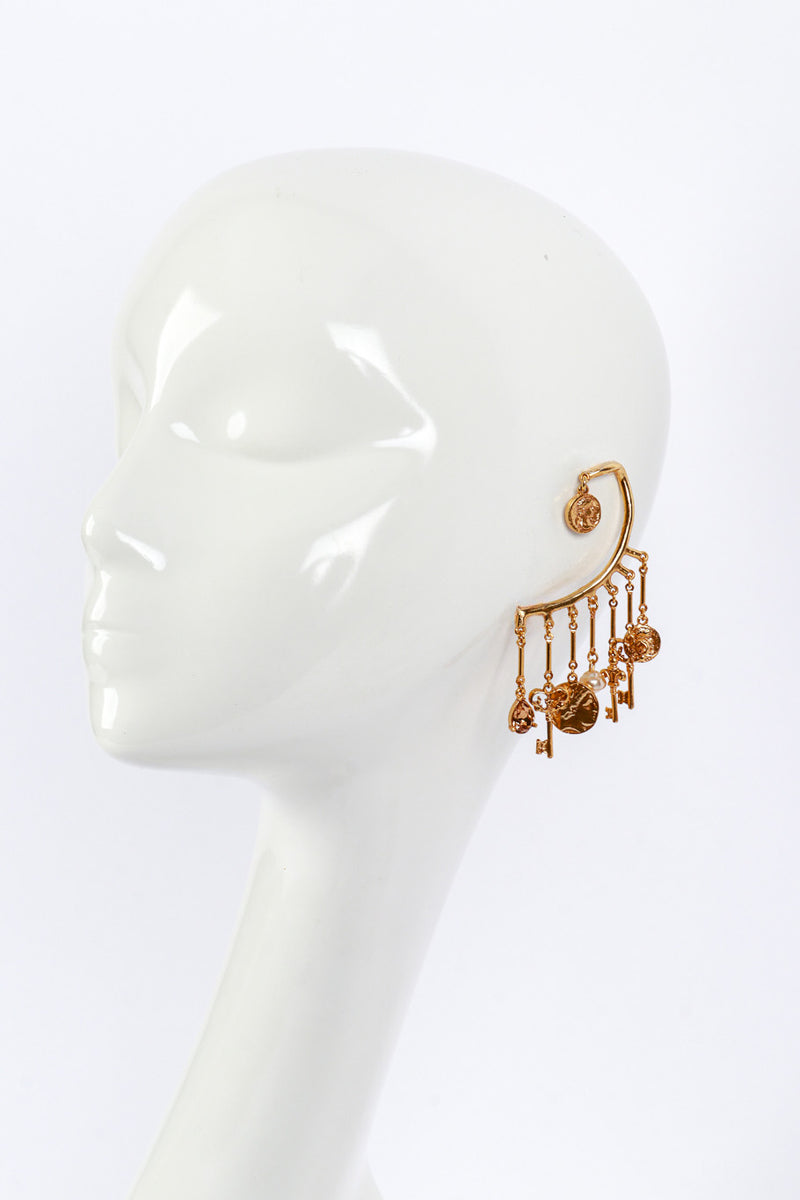 Vintage Oscar de la Renta Roman Charms Ear Cuffs worn @RECESS LA