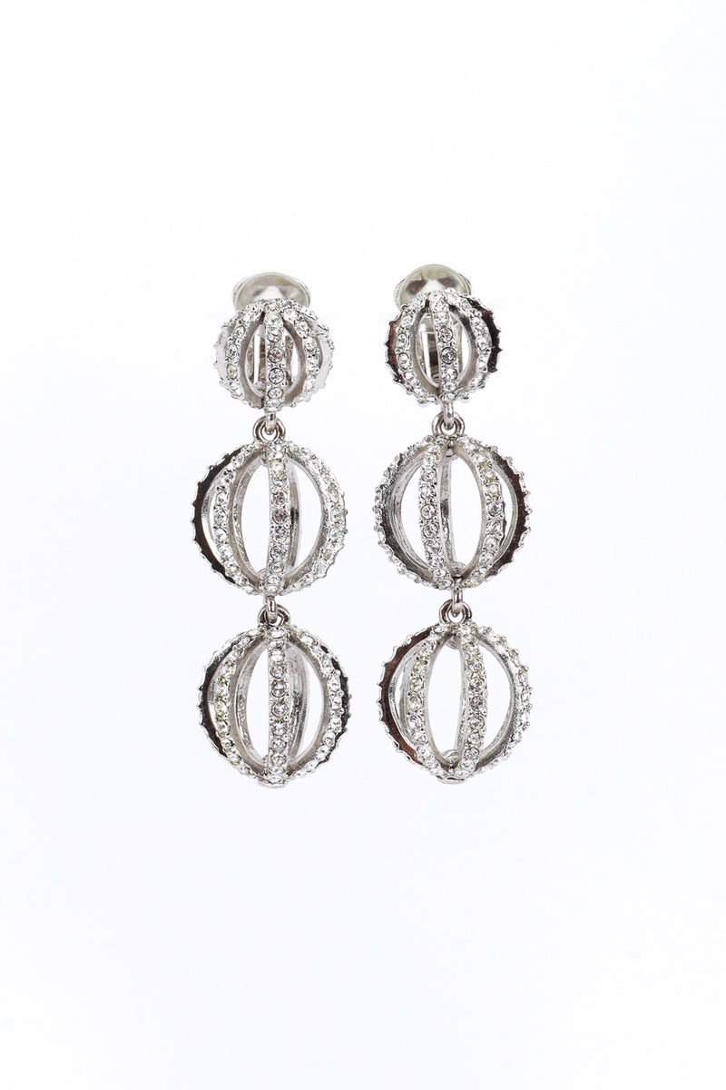 Vintage Oscar de la Renta Rhinestone Cage Drop Earrings  front @RECESS LA