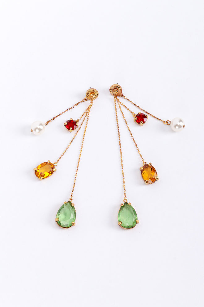 Vintage Oscar de la Renta Jeweled Chain Drop Earrings flat @RECESS LA