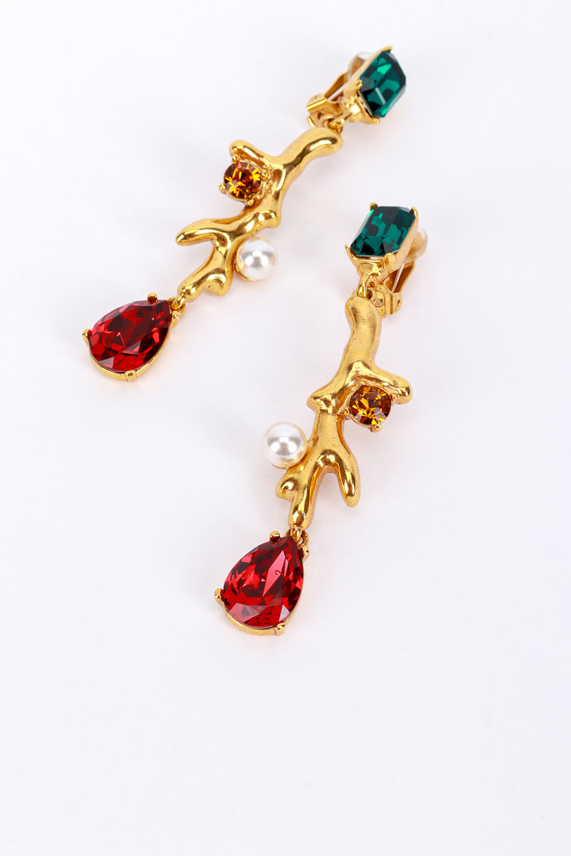 Vintage Oscar de la Renta Jeweled Bough Drop Earrings detail @RECESS LA