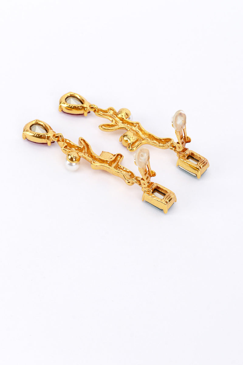 Vintage Oscar de la Renta Jeweled Bough Drop Earrings clips @RECESS LA