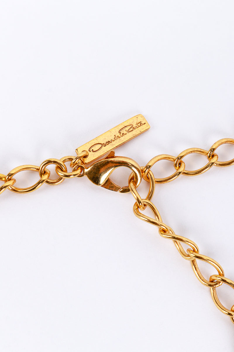 Vintage Oscar de la Renta Jeweled Bough Collar Necklace signature charm and clasp @recess la