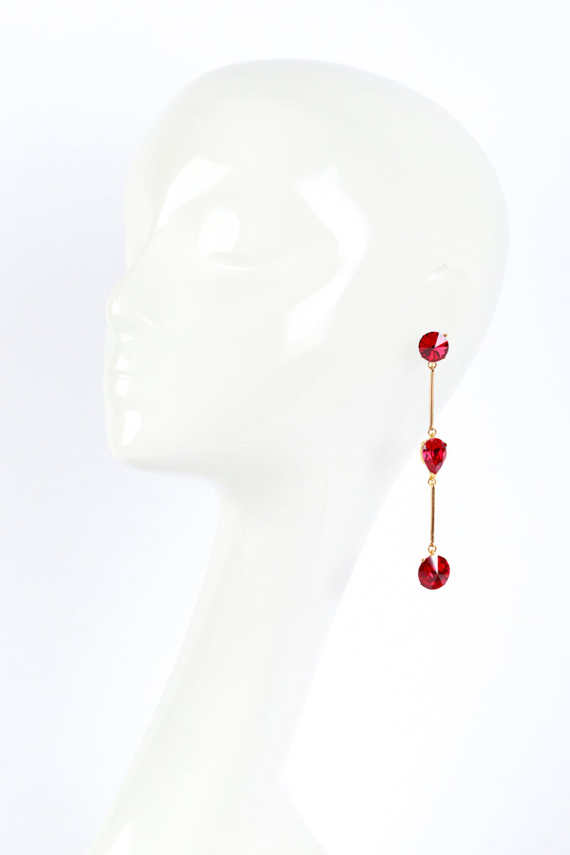 Vintage Oscar de la Renta Ruby Bar Link Drop Earrings  on mannequin @RECESS LA