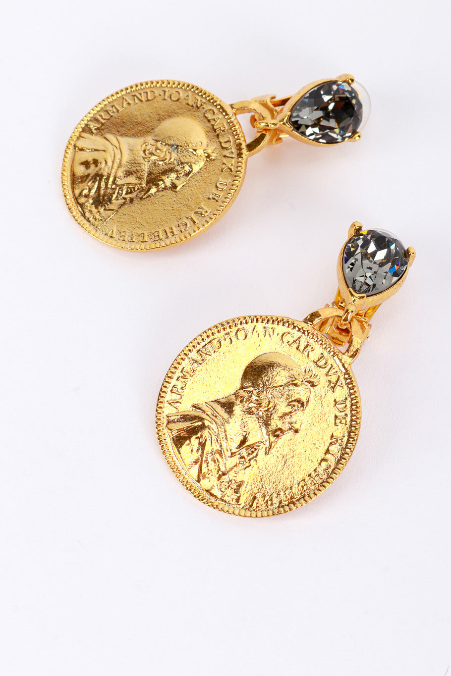 Vintage Oscar de la Renta Cardinal Richelieu Coin Drop Earring detail @RECESS LA