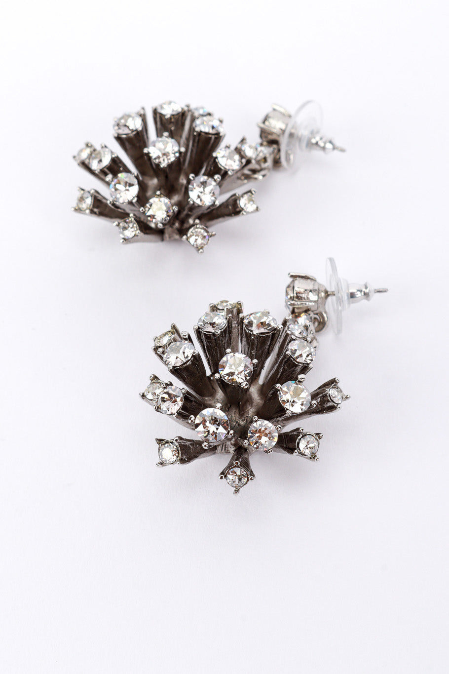 Vintage Oscar de la Renta Crystal Sputnik Sunburst Drop Earrings detail @RECESS LA