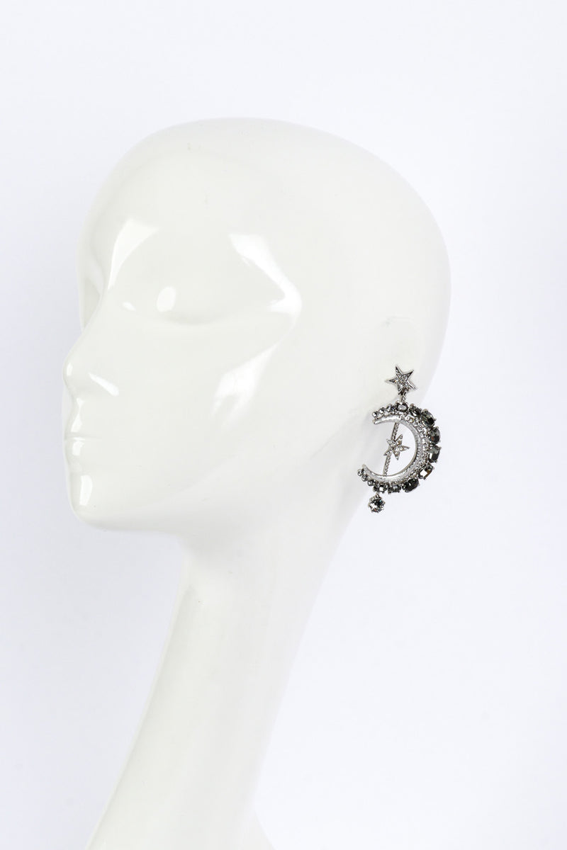 Vintage Oscar de la Renta Moon & Star  Rhinestone Earrings worn @RECESS LA