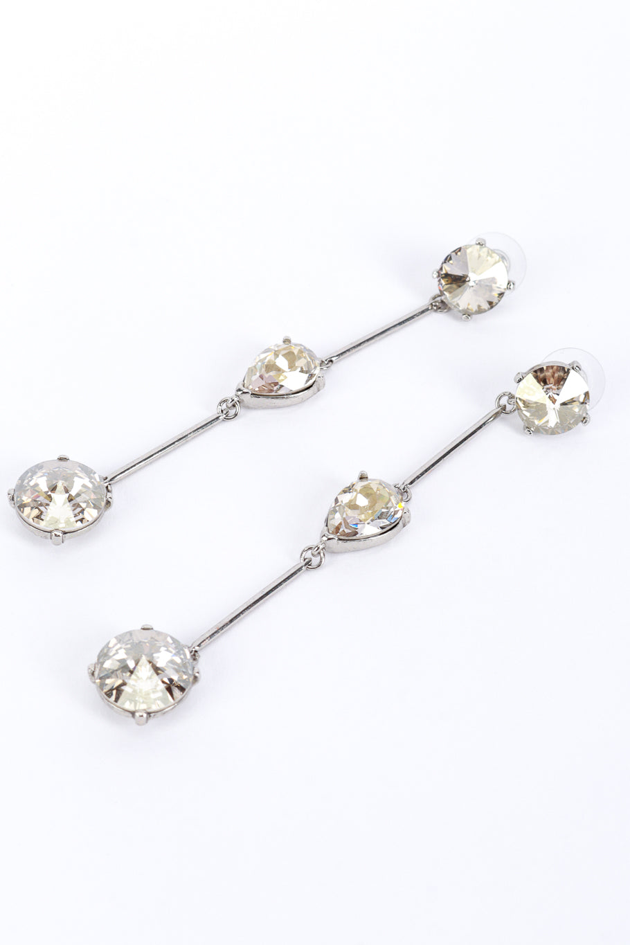 Vintage Oscar de la Renta Crystal Bar Link Drop Earrings flat @RECESS LA