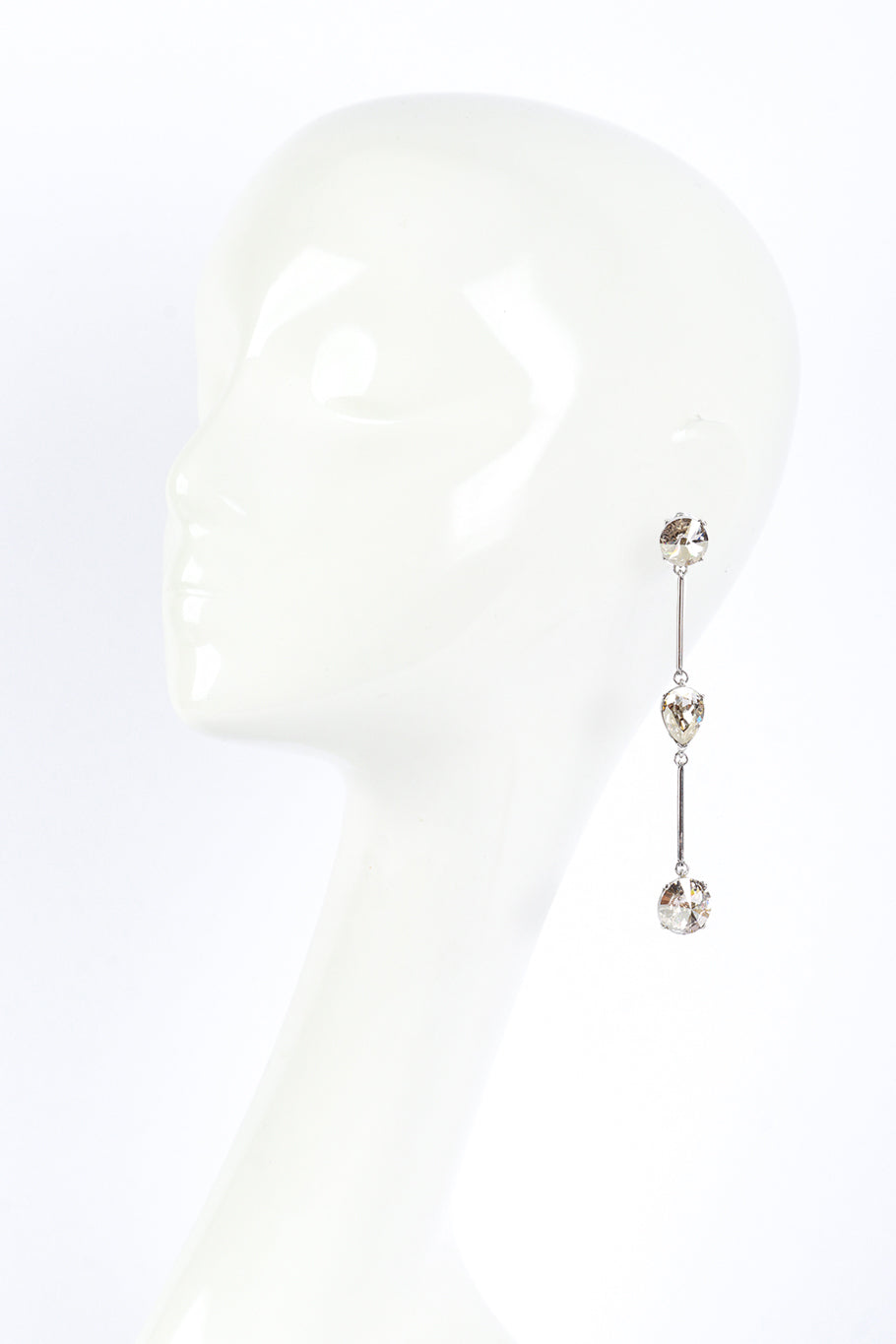 Vintage Oscar de la Renta Crystal Bar Link Drop Earrings on mannequin @RECESS LA