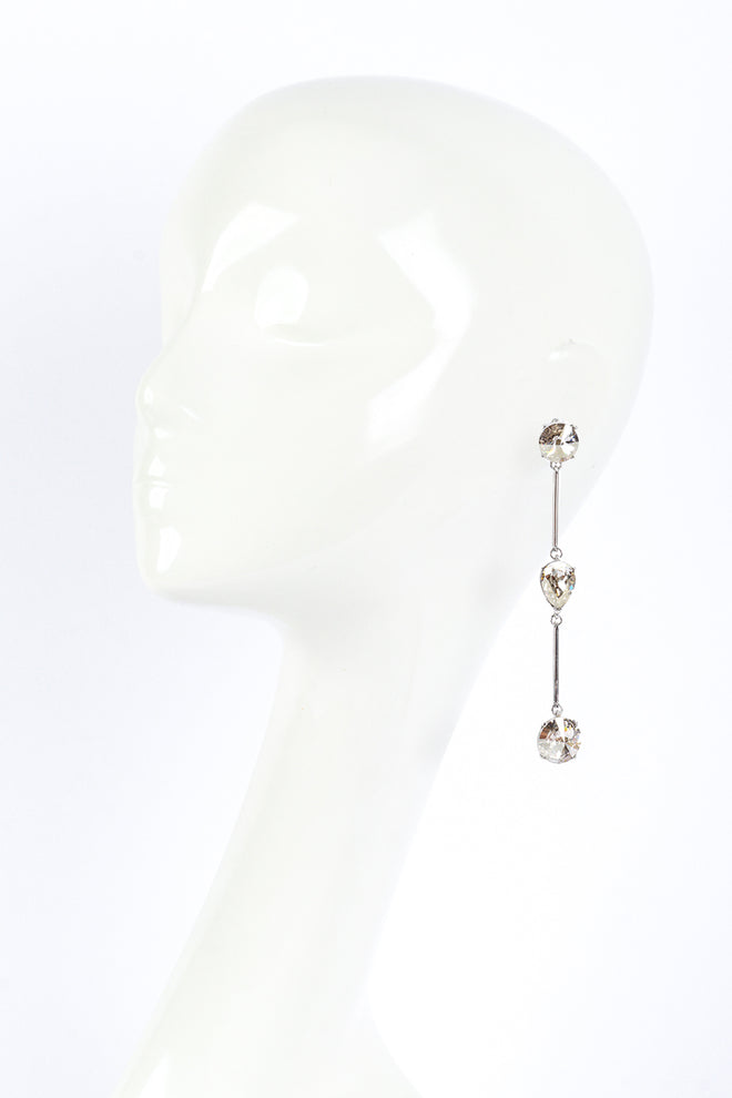 Vintage Oscar de la Renta Crystal Bar Link Drop Earrings on mannequin @RECESS LA