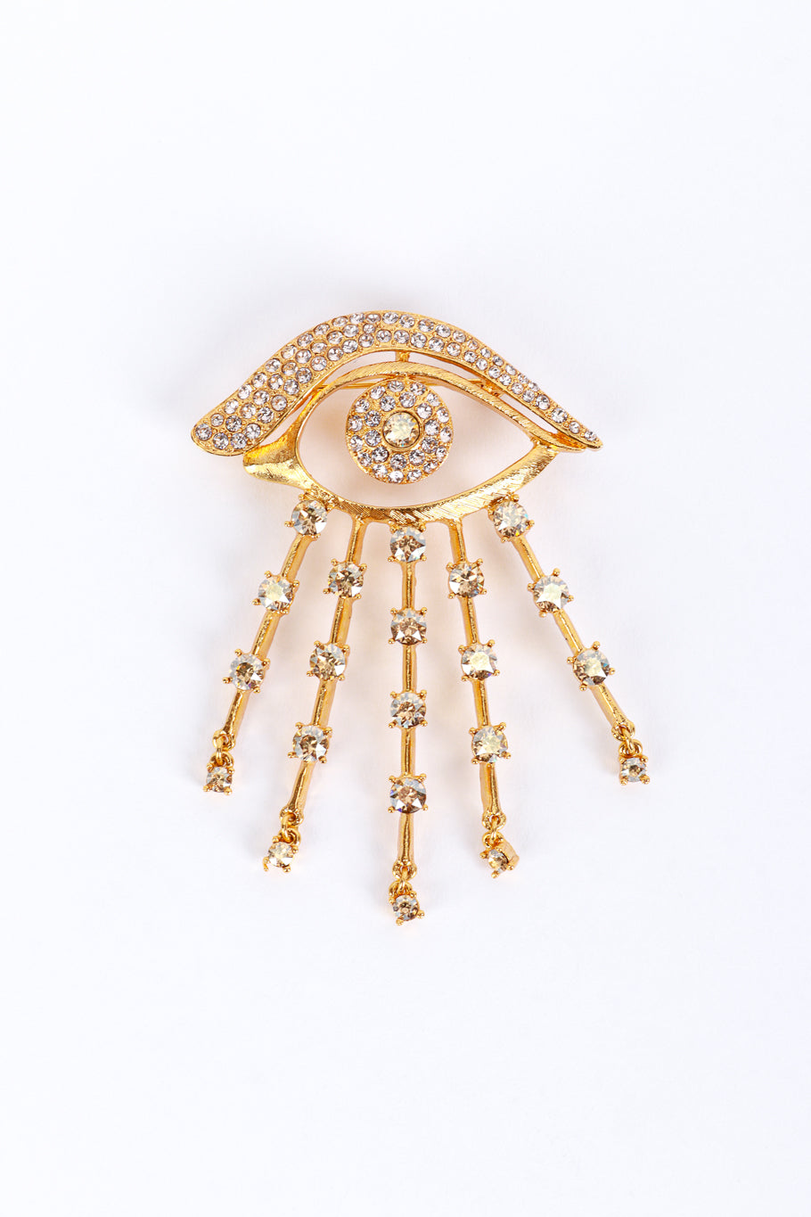 Vintage Oscar de la Renta Rhinestone Bursting Eye Brooch front @recess la