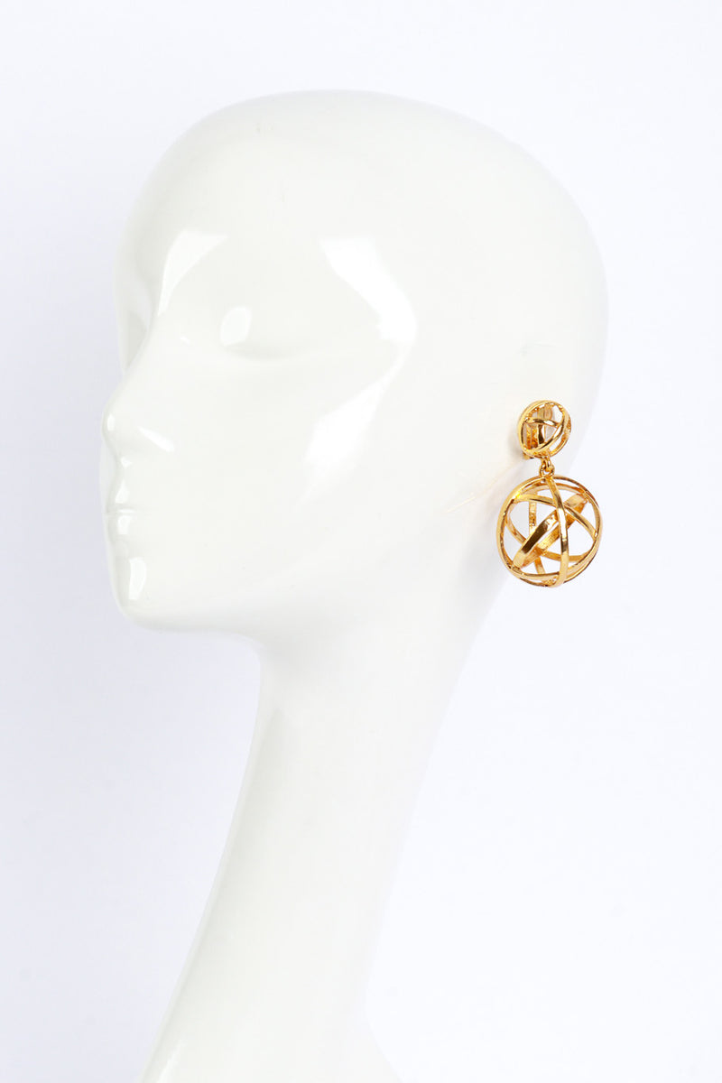 Vintage Oscar de la Renta Sphere Cage Drop Earrings worn @RECESS LA