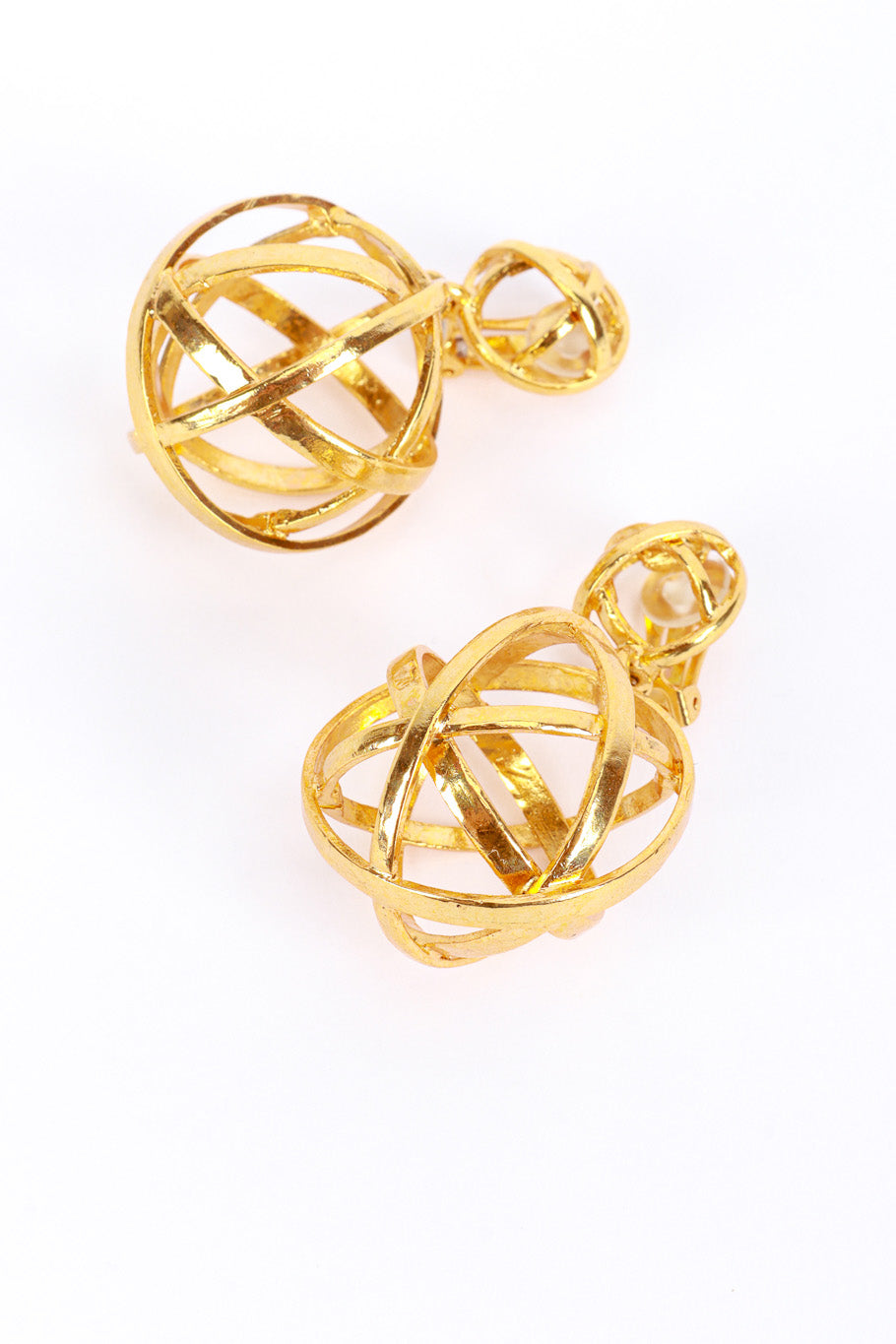 Vintage Oscar de la Renta Sphere Cage Drop Earrings flat @RECESS LA