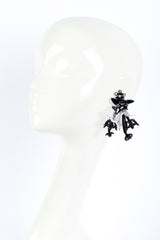 Vintage Oscar de la Renta Two-Tone Hibiscus Cluster Earrings on mannequin @recess la