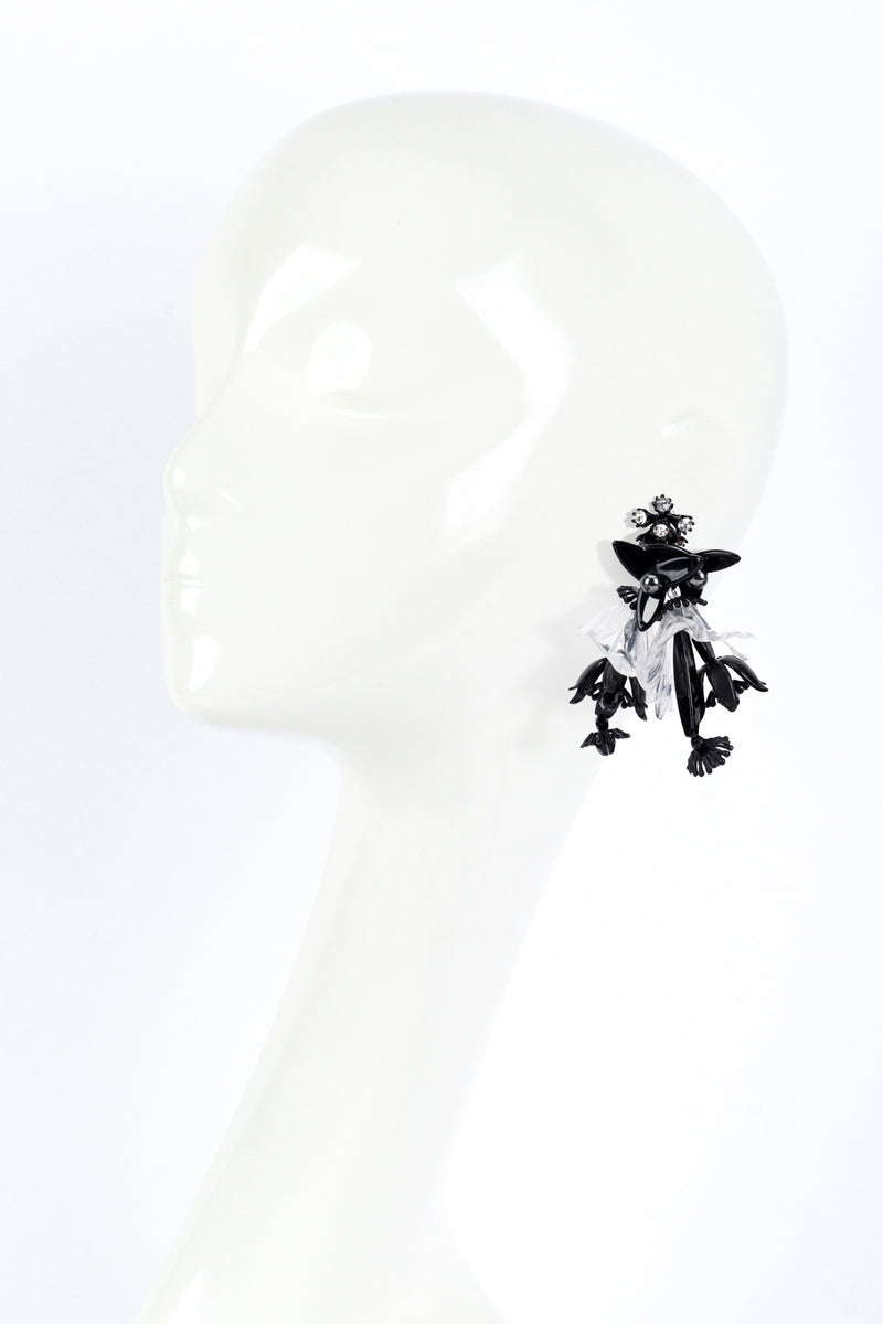 Vintage Oscar de la Renta Two-Tone Hibiscus Cluster Earrings on mannequin @recess la