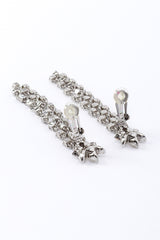 Vintage Oscar de la Renta Marquise Rhinestone Fringe Earrings clips open @recess la