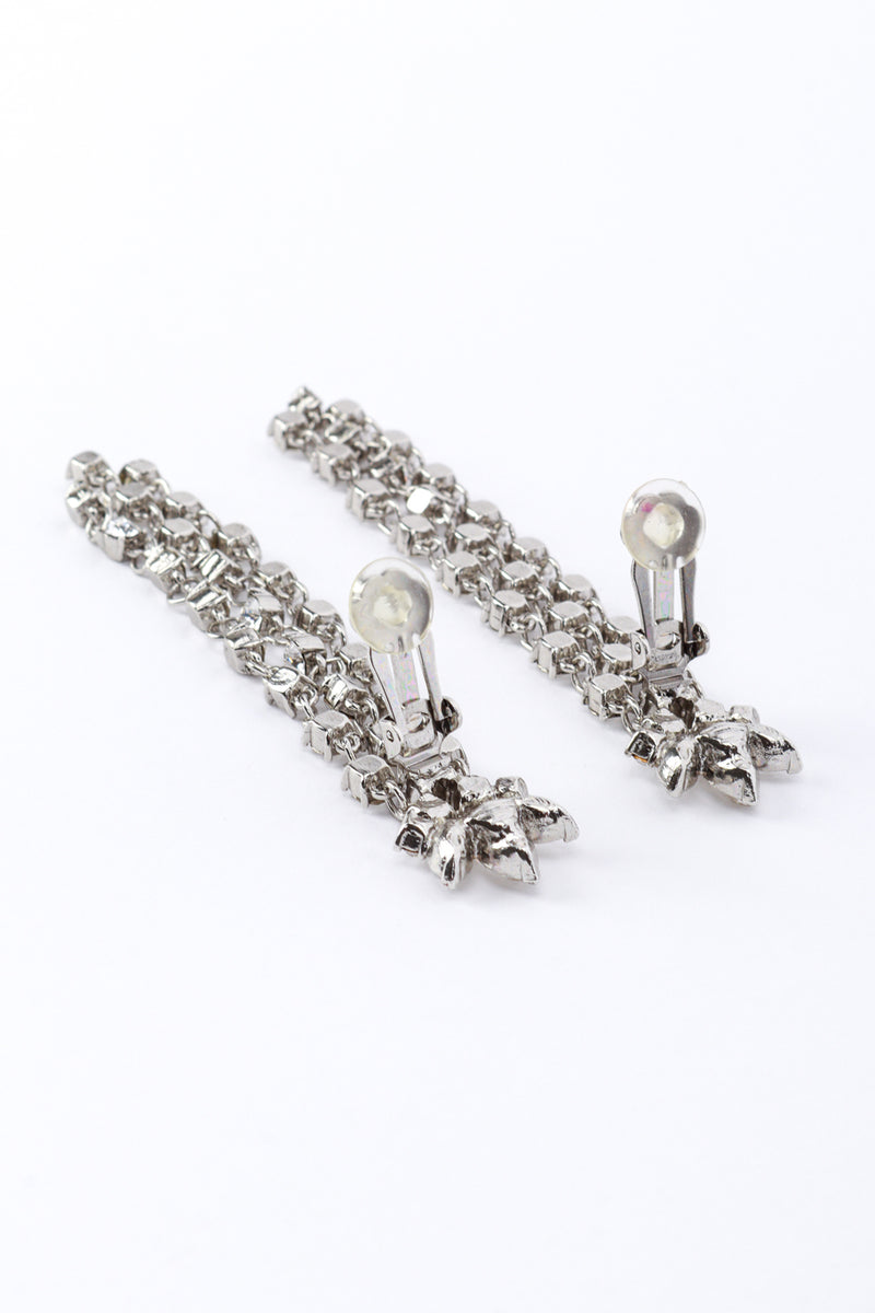 Vintage Oscar de la Renta Marquise Rhinestone Fringe Earrings clips open @recess la