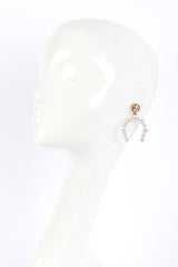 Vintage Oscar de la Renta Gold Pearl Horseshoe Earrings on mannequin @recess la